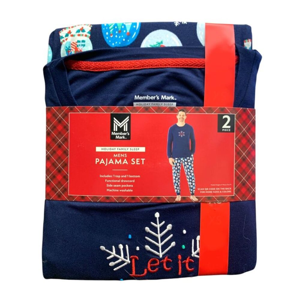 Blue - Member's Mark Mens Holiday Family Sleep Pajama Set, 2-Piece, Jersey Fabri